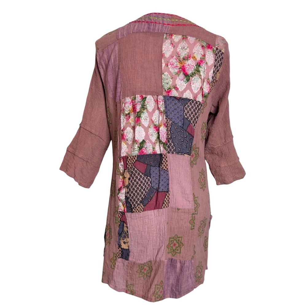 Indigo Threads Co Top Purple Patchwork Floral Boh… - image 5